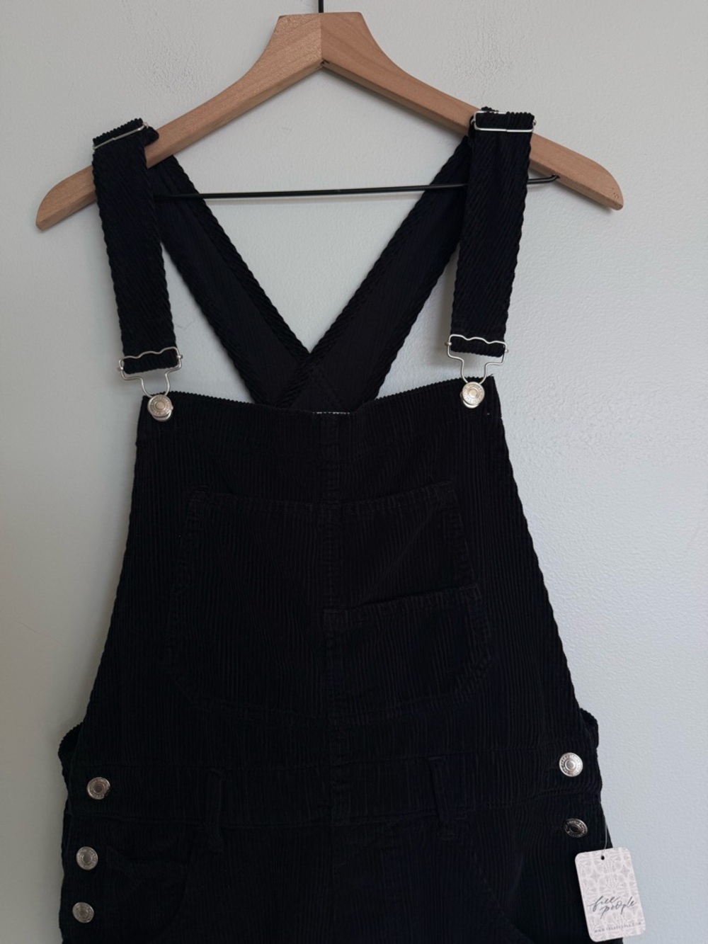 Free People We The Free Ziggy Black Corduroy Shortalls - Picture 8 of 12